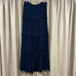 Max Studio Navy Tiered Maxi Skirt